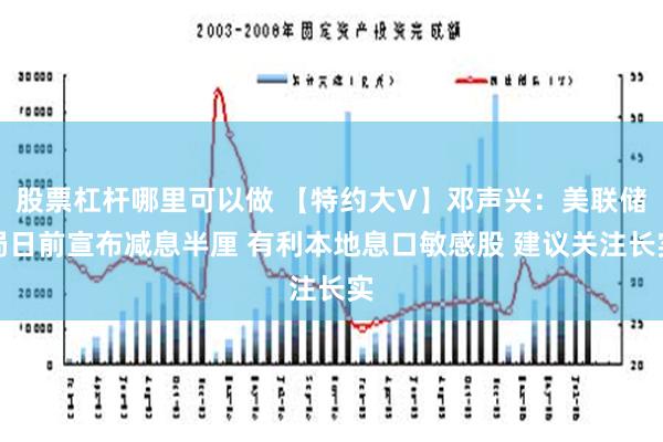 股票杠杆哪里可以做 【特约大V】邓声兴：美联储局日前宣布减息半厘 有利本地息口敏感股 建议关注长实