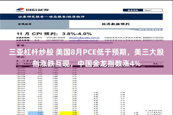 三亚杠杆炒股 美国8月PCE低于预期，美三大股指涨跌互现，中国金龙指数涨4%