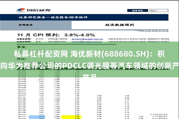 私募杠杆配资网 海优新材(688680.SH)：积极向华为推荐公司的PDCLC调光膜等汽车领域的创新产品