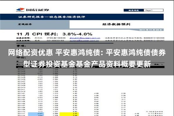 网络配资优惠 平安惠鸿纯债: 平安惠鸿纯债债券型证券投资基金基金产品资料概要更新